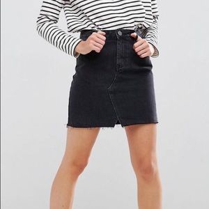 ASOS DESIGN denim pelmet skirt in washed black